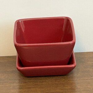 PAMPERED CHEF SIMPLE ADDITIONS SMALL SQUARE DIP SERVING BOWL & PLATE SET PAPRIKA